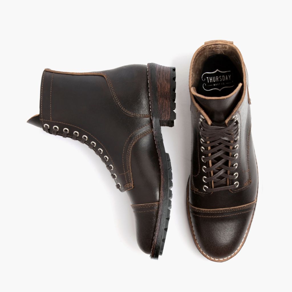 NWOT• Thursday Men\'s The Logger Dark Brown Leather Lace-Up Cap-Toe Boots•Size9? Men main image 3