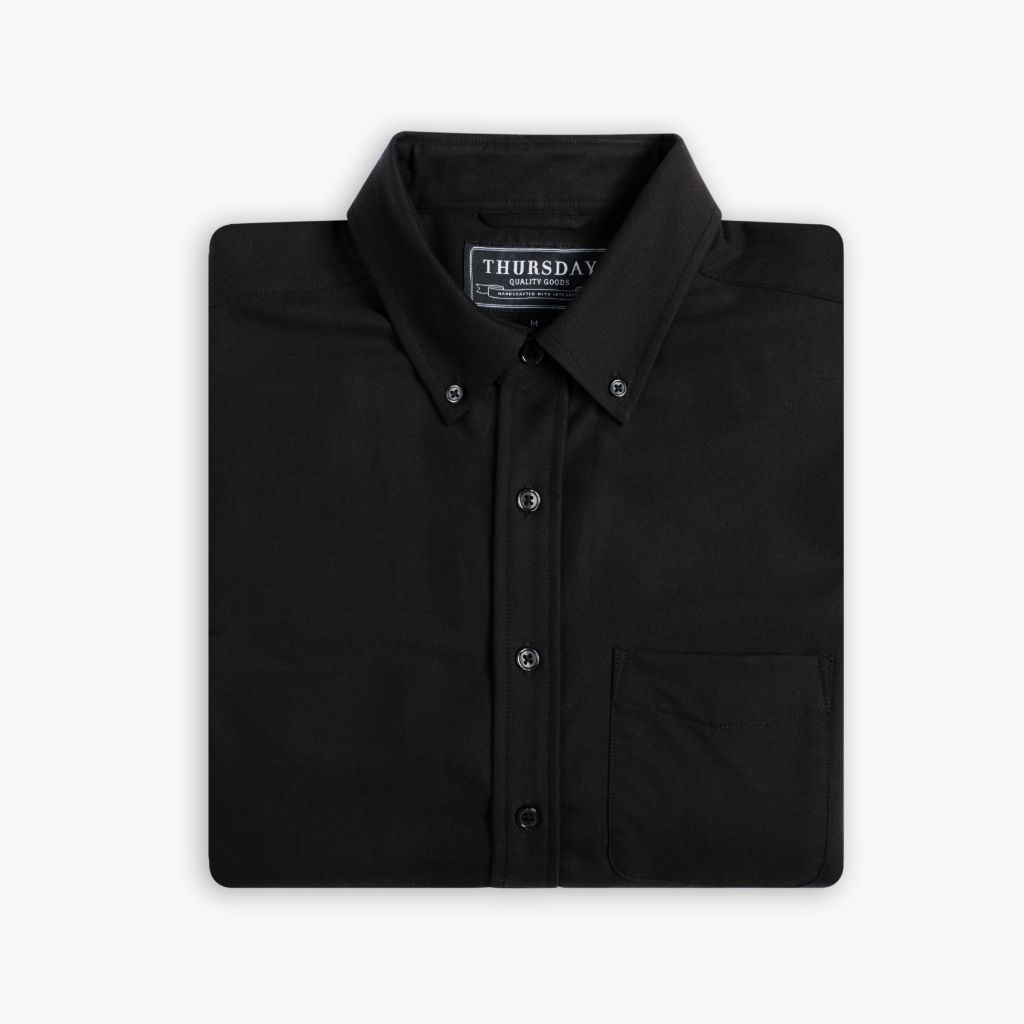 Men's Oxford Cloth Button Down Shirt in Black - Thursday