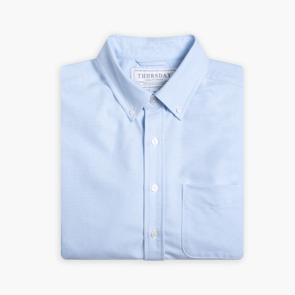 Men's Oxford Cloth Button Down Shirt in Light Blue - Thursday
