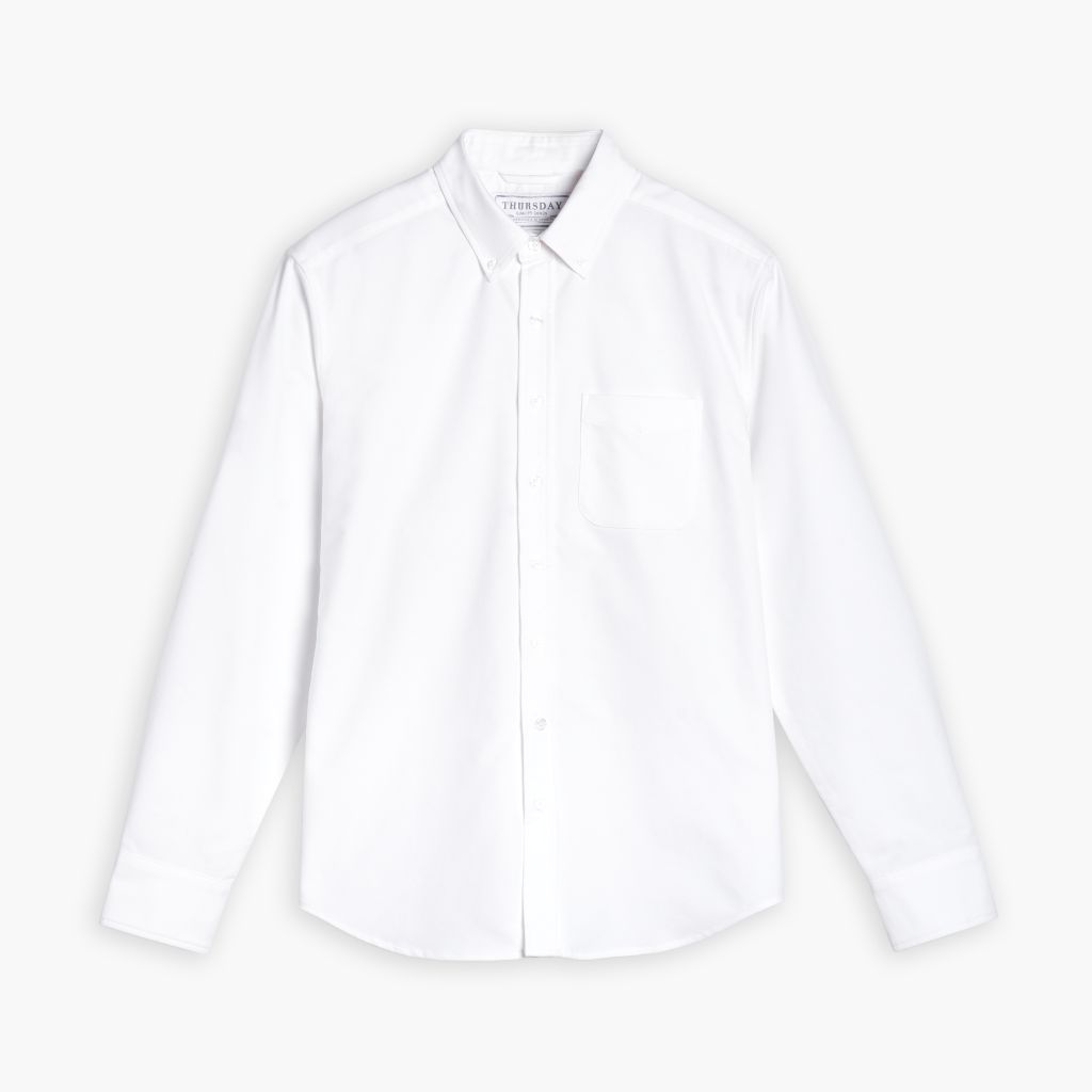 Men's Oxford Cloth Button Down Shirt in White - Thursday