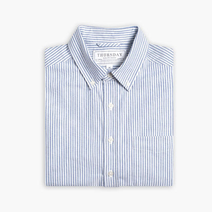 Men's Oxford Cloth Button Down Shirt in White & Indigo - Thursday Men's Oxford Cloth Button Down Shirt in White & Indigo - Thursday