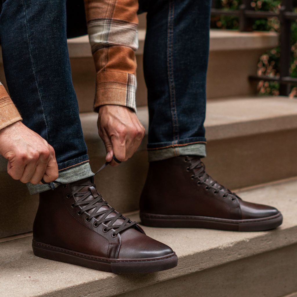 Men's Premier Leather High Top Sneaker In 'Old English' - Thursday