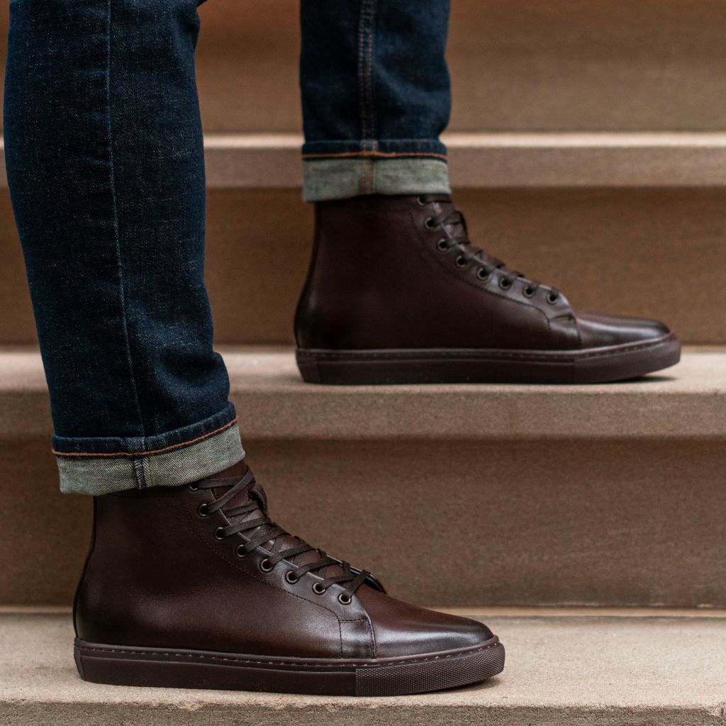 Men's Premier High Top Sneaker In Brown Coffee Leather - Thursday