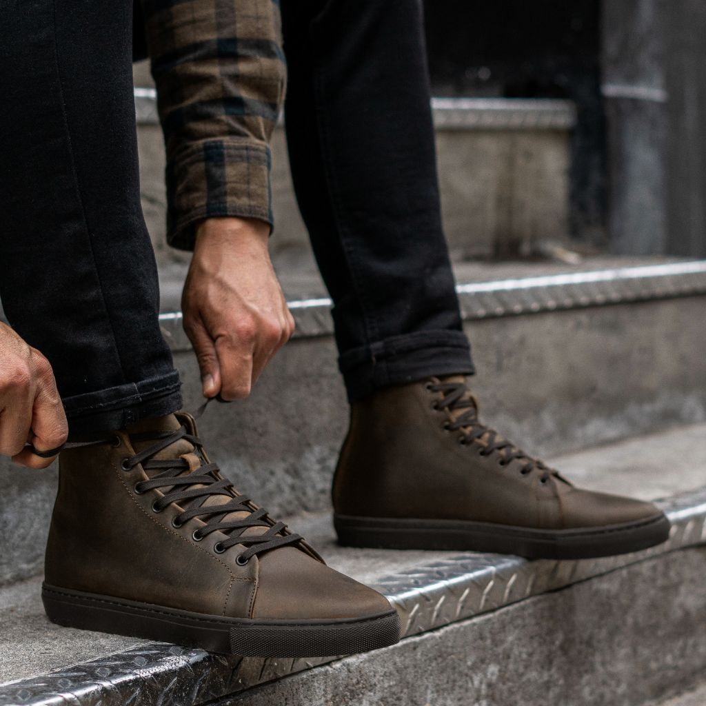 Men's Premier Leather High Top In Brown 'Tobacco' Leather