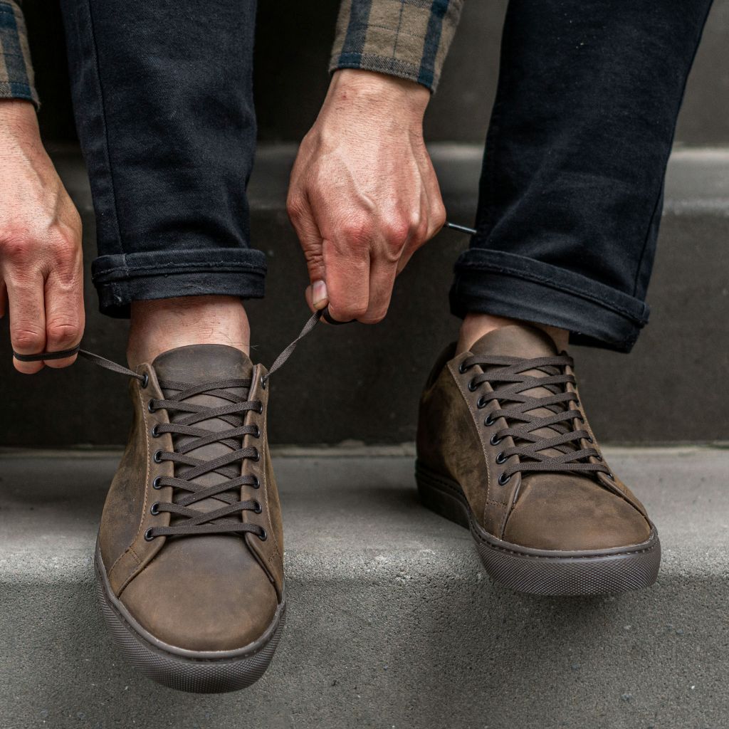 Men's Premier Low Top Sneaker In Brown 'Tobacco' Leather