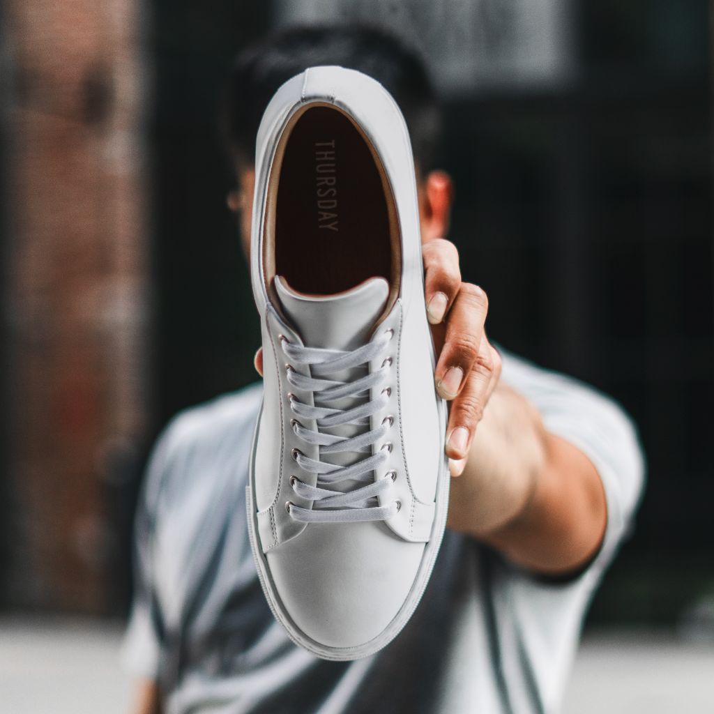Men’s Premier Low Top In White Leather - Thursday Boot Company