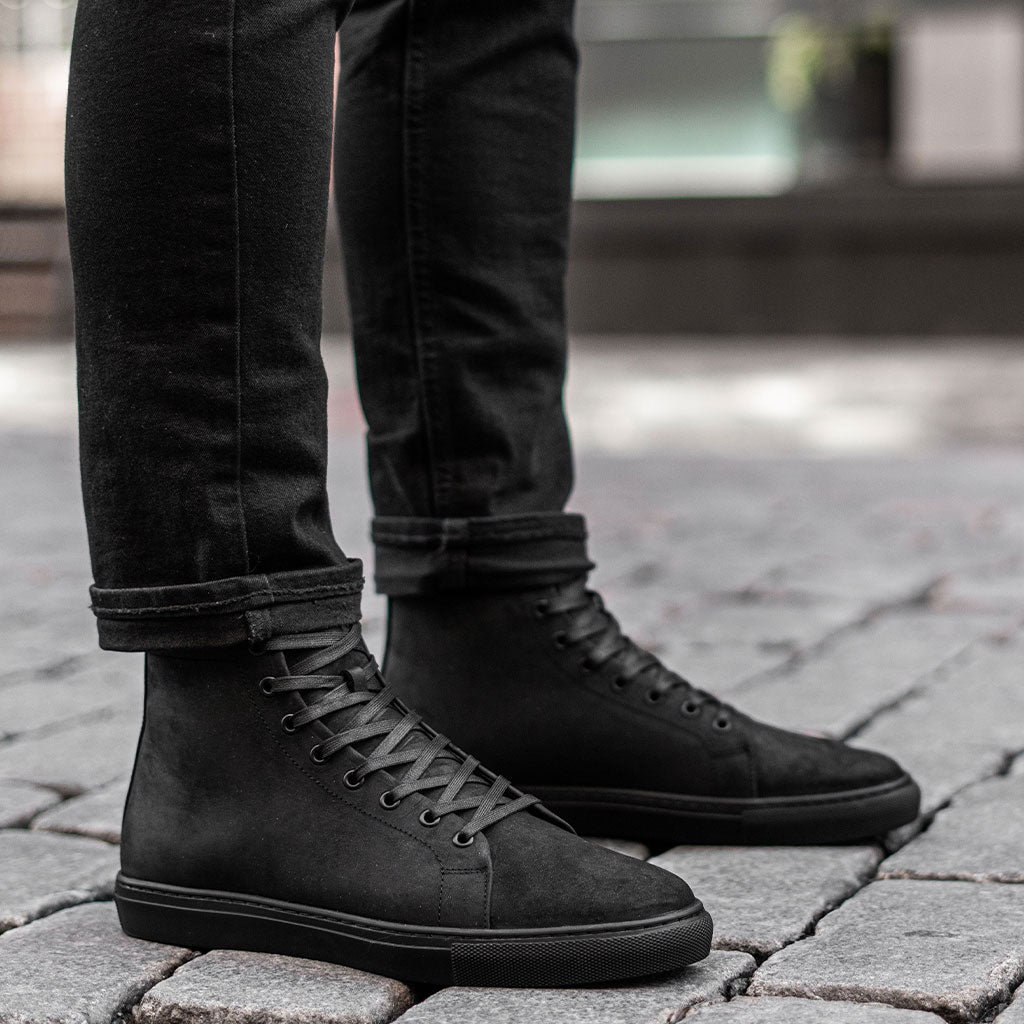 high top casual dress shoes Marty High Top Black Nubuck Sneakers The Jacket Maker