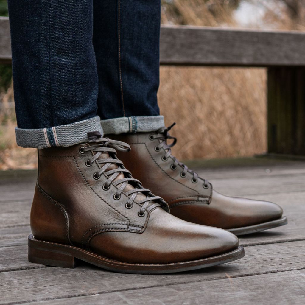Men's Cadet Lace-Up Boot In Brown 'Rich Mahogany' Leather - Thursday