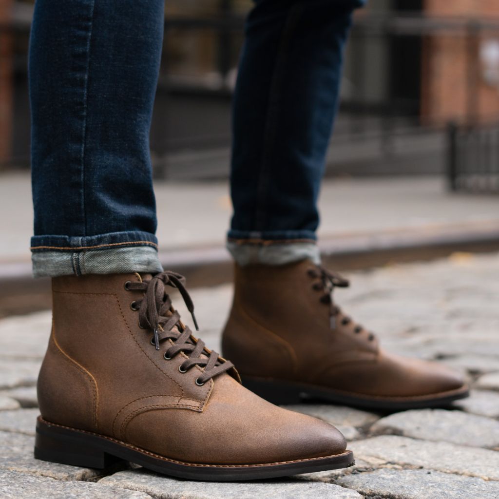 thursday president tobacco Men's President Lace-Up Boot In Tan Snuff WeatherSafe Suede