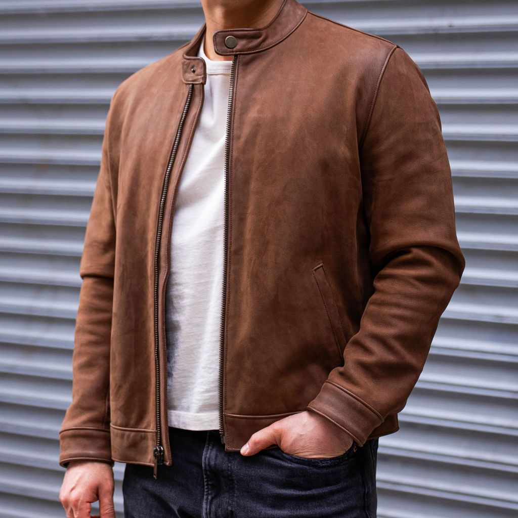 Men's Racer Jacket In Arizona Adobe Leather - Thursday