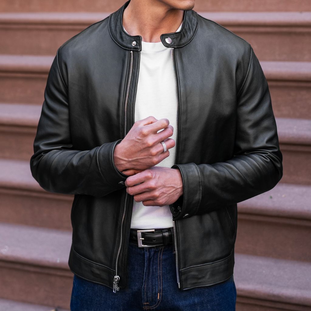 Men's Racer Jacket In Black Leather - Thursday Boot Company