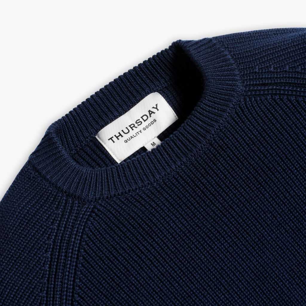 Men's Ribbed Cotton Crewneck Shirt in Navy - Thursday