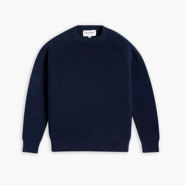 Gerippter Rundhalsausschnitt | Marineblau 