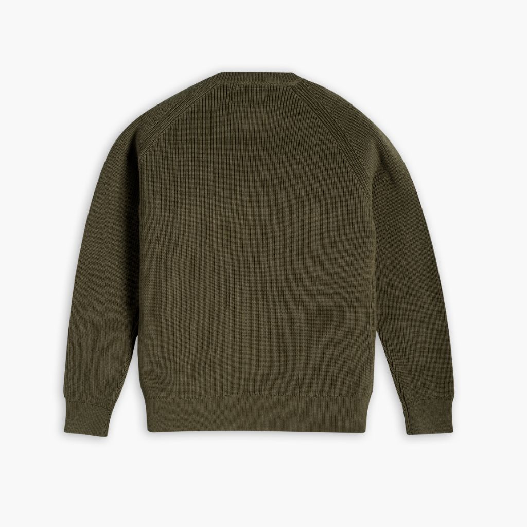 Men's Ribbed Cotton Crewneck Sweater in Olive - Thursday