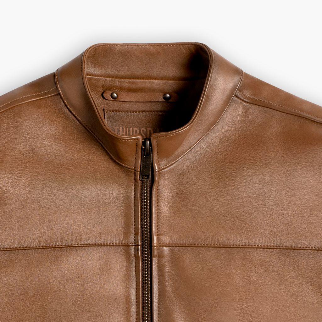 Men's Rider Jacket In Tan 'Hickory' Leather - Thursday Boot Company