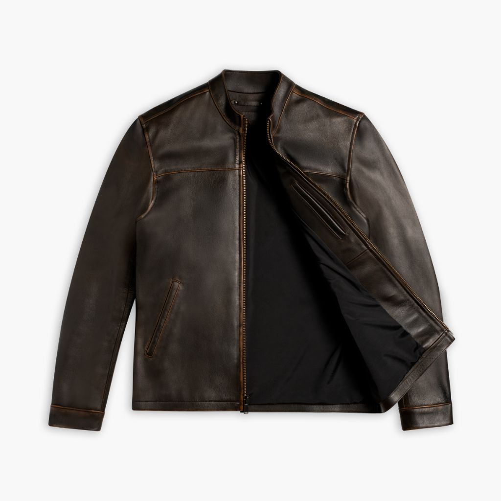 Fortress Java Leather Men's Rider Jacket In Brown 'Java' Leather - Thursday Boot Company