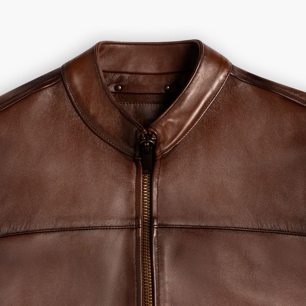 Men's Rider Jacket In Brown 'Rich Mahogany' Leather - Thursday