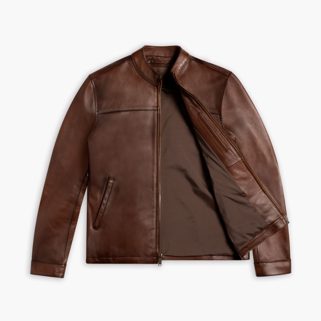 Men's Rider Jacket In Brown 'Rich Mahogany' Leather - Thursday