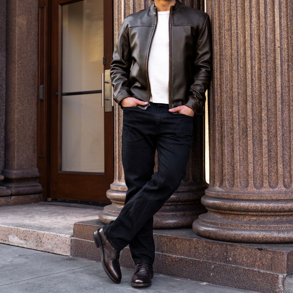 Men's Rider Jacket In Brown 'Java' Leather - Thursday Boot Company