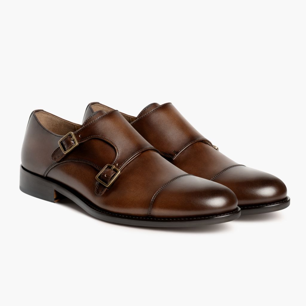 Men's Saint Double Monk Strap Shoe In Black Leather Thursday