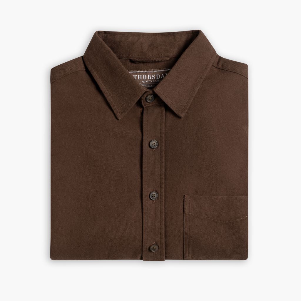 Men's Solid Brushed Cotton Shirt in Brown