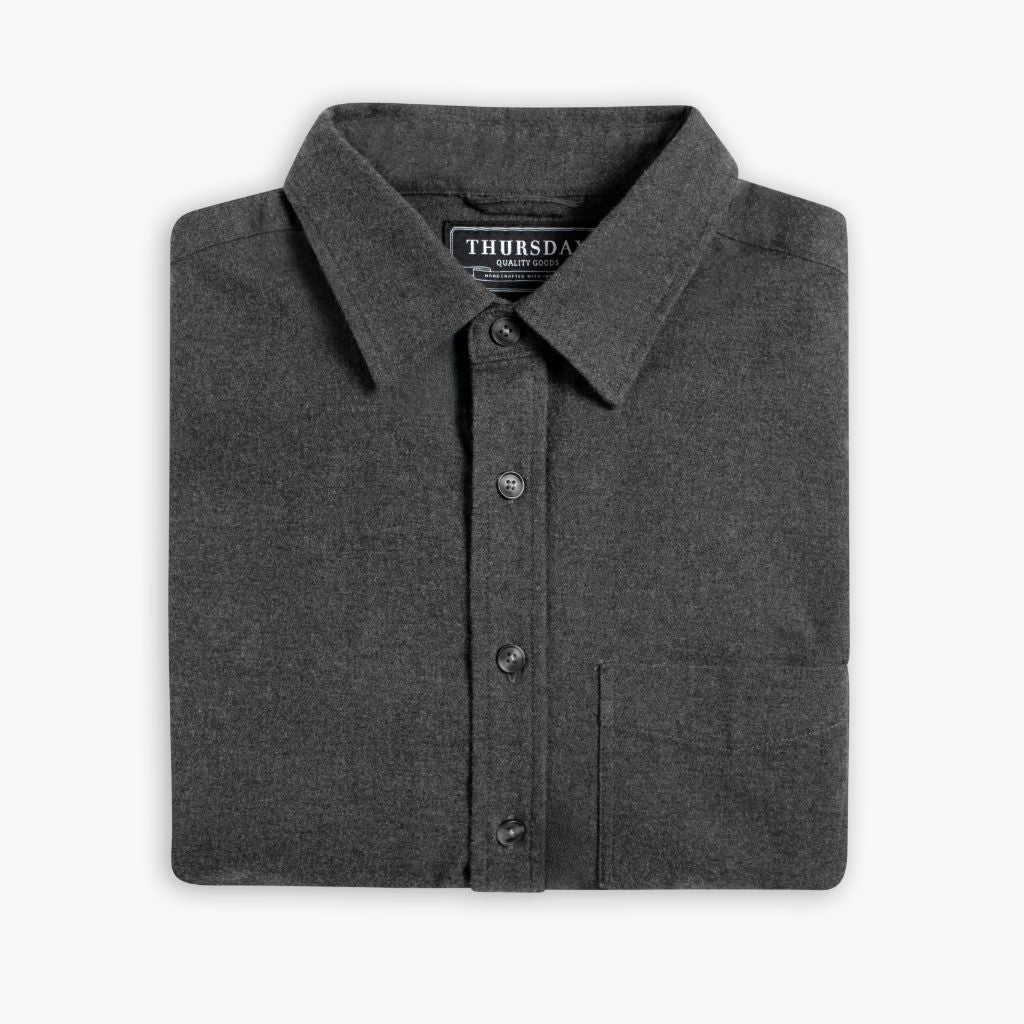 Men's Solid Brushed Cotton Shirt in Heather Grey - Thursday
