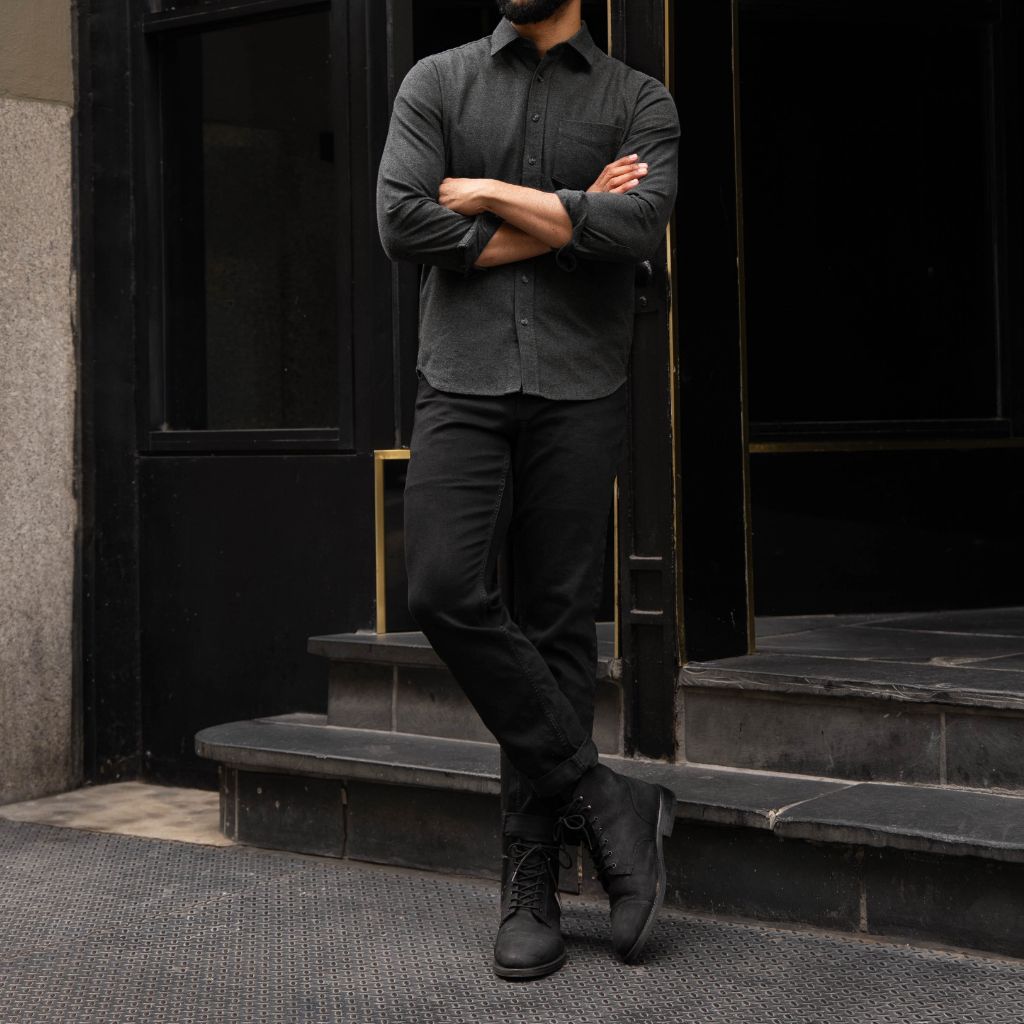 black pants grey dress shirt Pant Cord Set Made in Italy. Alberto Mens Dark Grey Slim