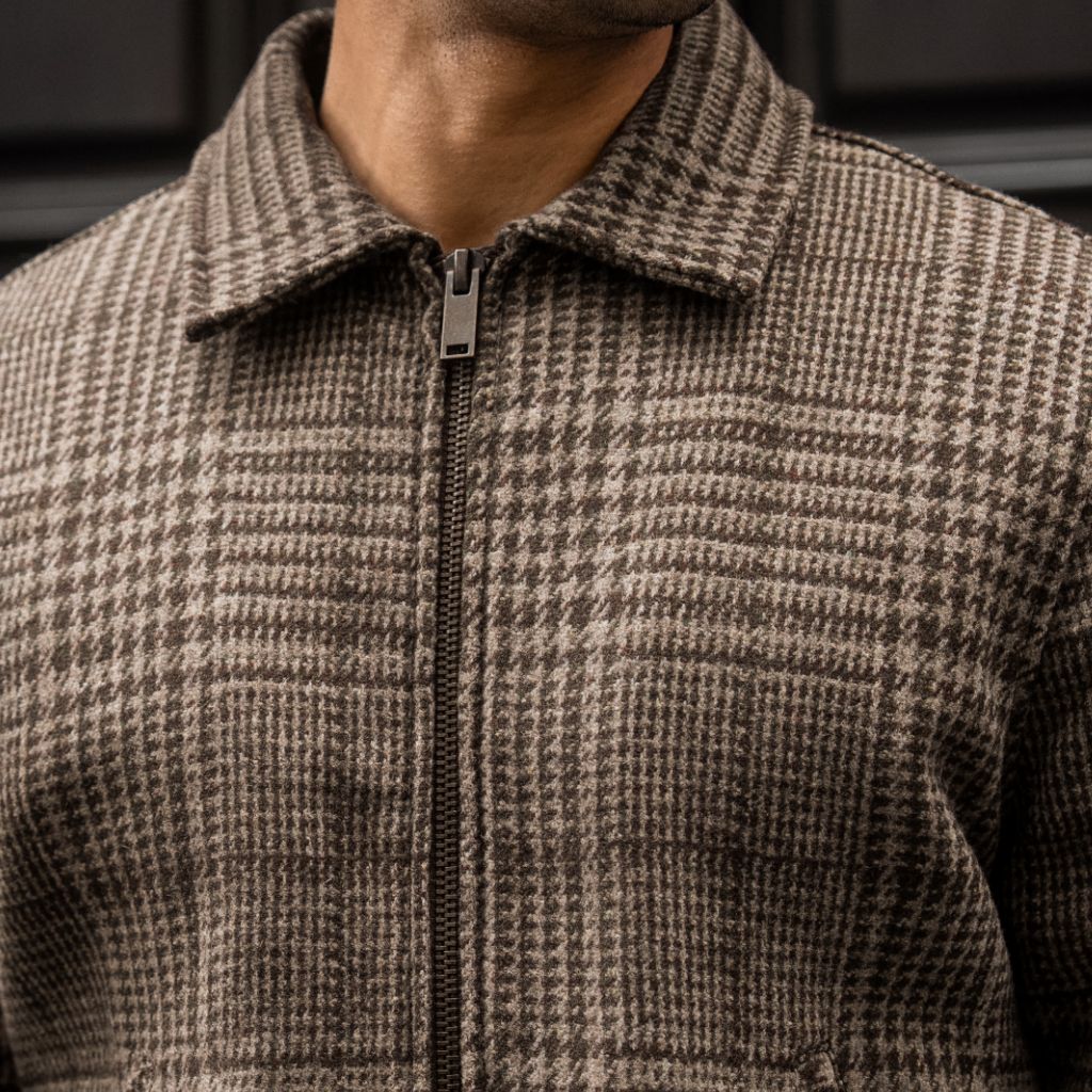 Men's Heavyweight Station Wool Jacket In Brown 'Elmwood' - Thursday