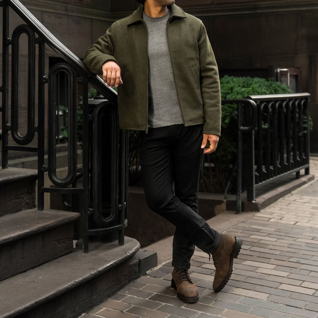 Men's Heavyweight Station Wool Jacket In Olive - Thursday