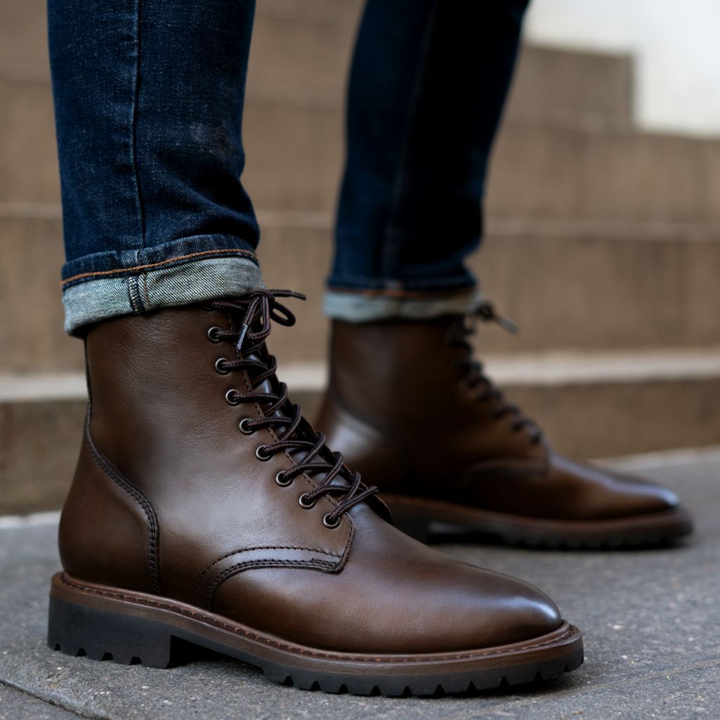 Men's Stomper Lace-Up Boot in Stone Brown Leather - Thursday