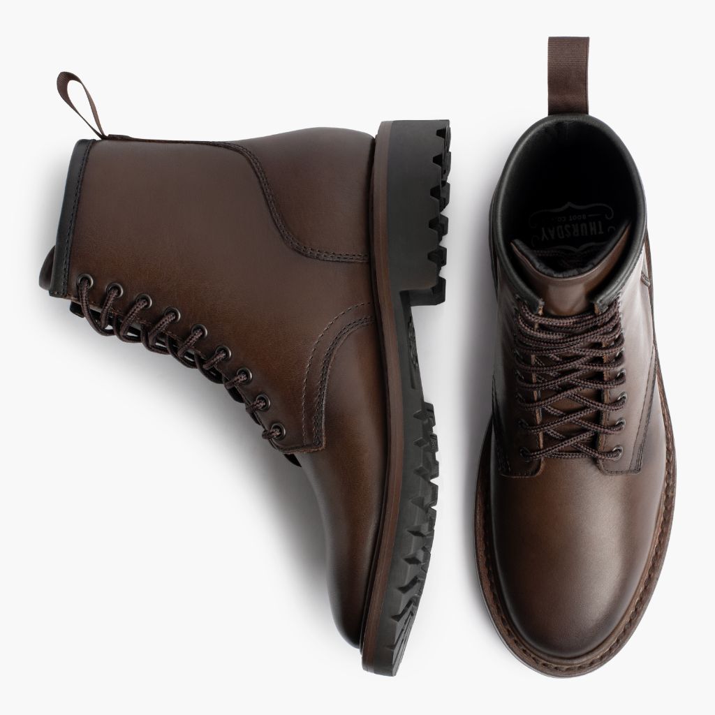 Men's Stomper Zip-Up Boot in Black Cherry Leather - Thursday