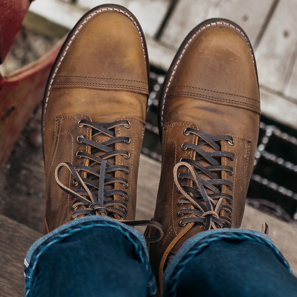 Men\'s Brown Leather Lace-Up Boots- Thursday Boot Company Vanguard Burnt Copper Men main image 4