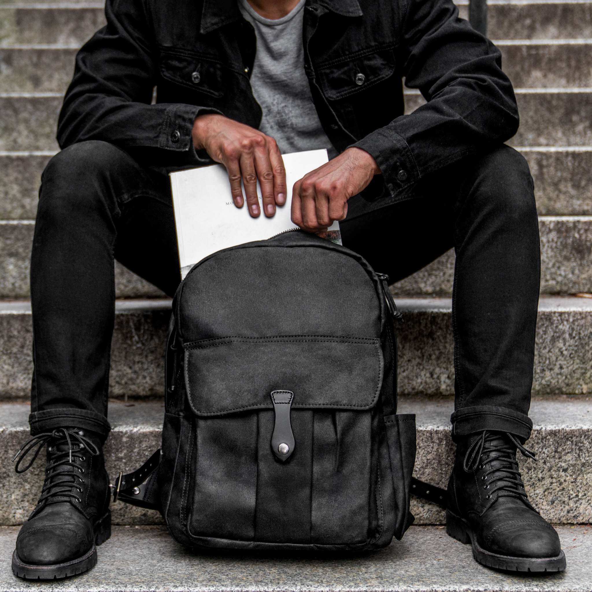 adventure utility backpack leather Men's Pack in Black Waxed Canvas Bag and the City Color:Burbot Black Bass Reel Shimano ix4000r, a good