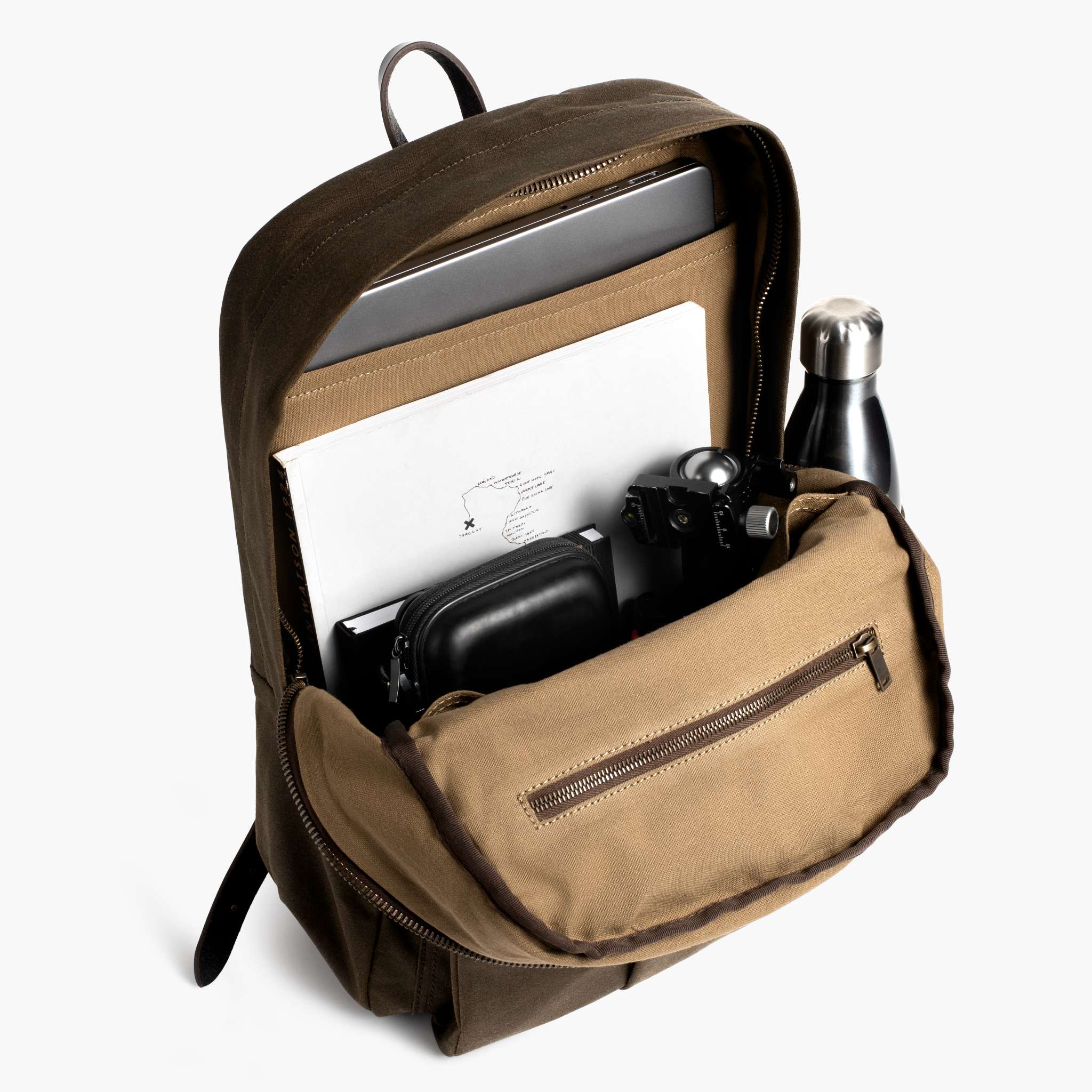 Men's Adventure Pack in Dark Olive Waxed Canvas - Thursday