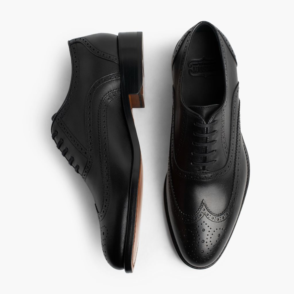 Men's Aviator Wingtip Dress Shoe In Black Leather - Thursday Men's Aviator Wingtip Dress Shoe In Black Leather - Thursday