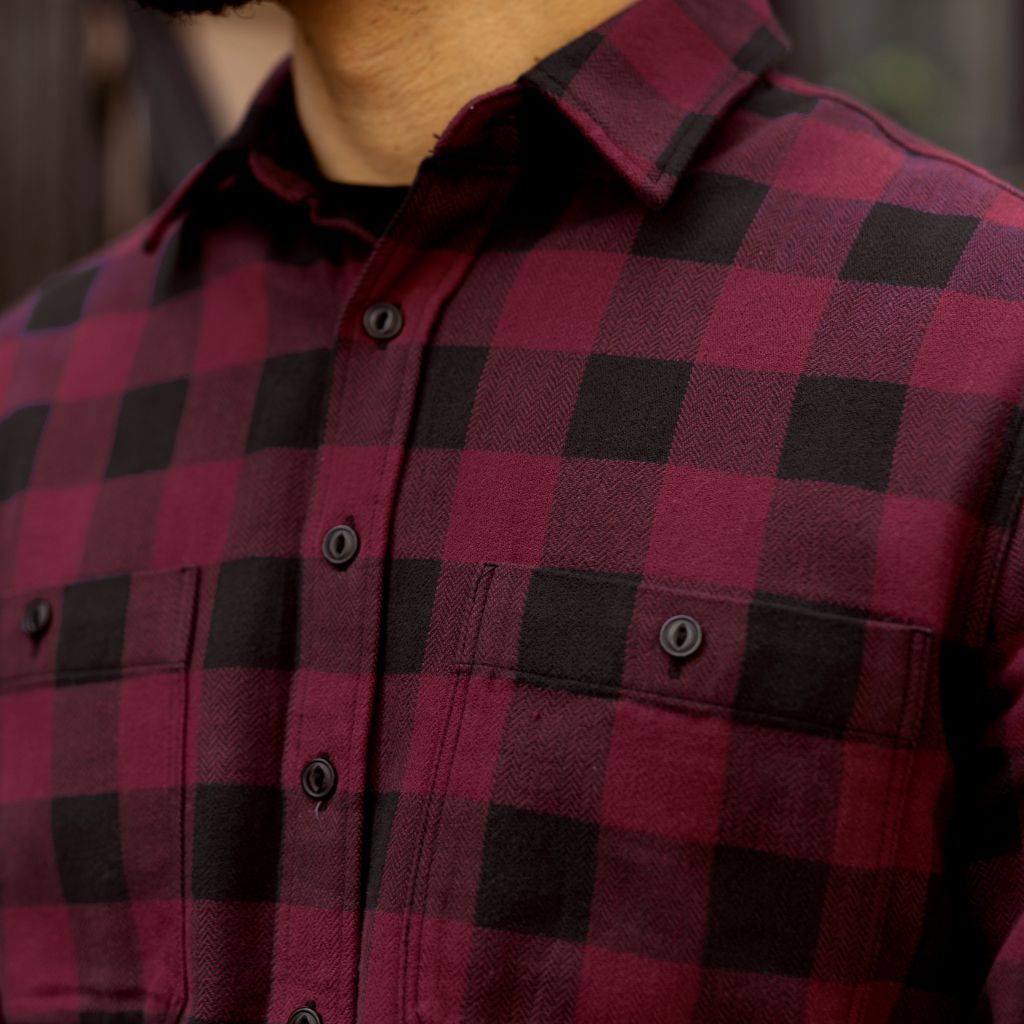 Men's Flannel Shirt in Red Buffalo Check