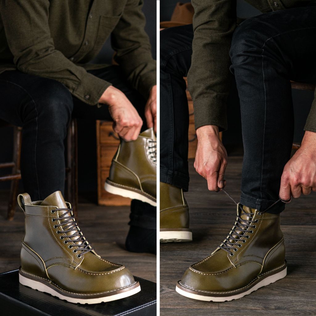 Men's Builder Boot In Olive Shinki Cordovan Leather - Thursday