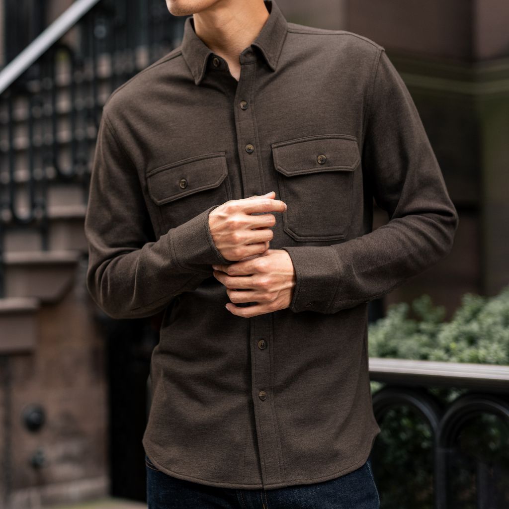 Men's Everyday Two Pocket Button-Down Shirt in Brown - Thursday Men's Everyday Two Pocket Button-Down Shirt in Brown - Thursday