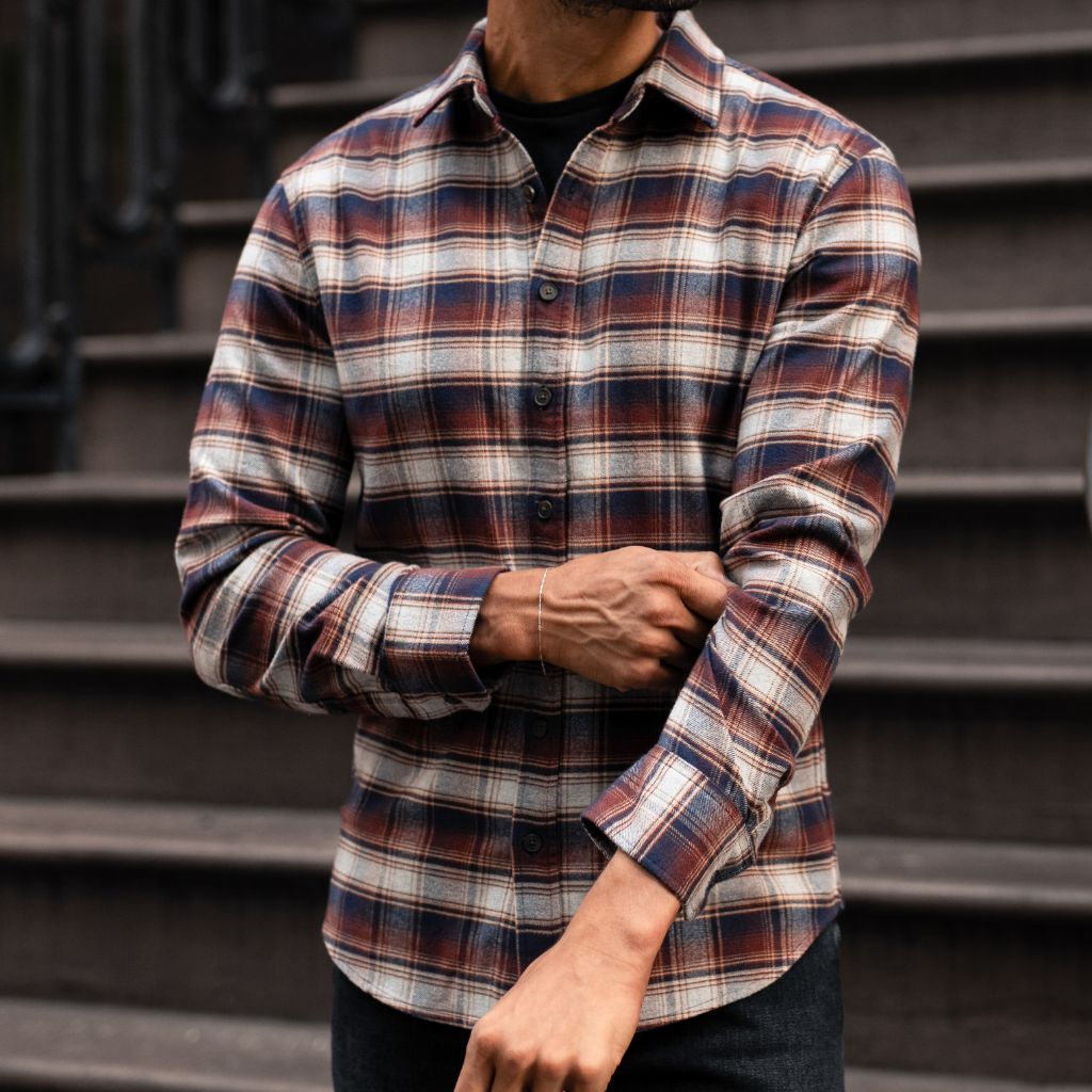 Men's Forever Flannel Shirt In Merlot Plaid - Thursday
