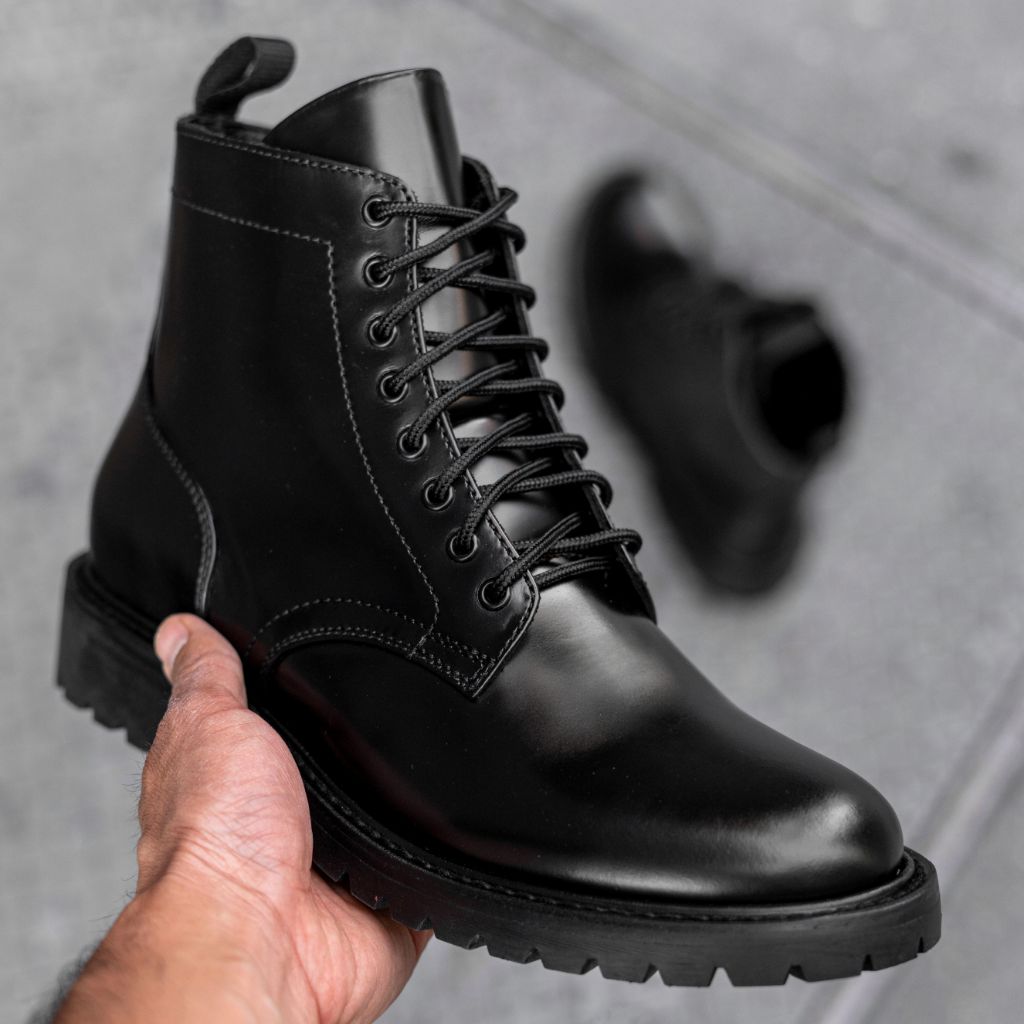 Neuw Men\'s Black Leather Lace-Up Boots NEW ROCK Men main image 4