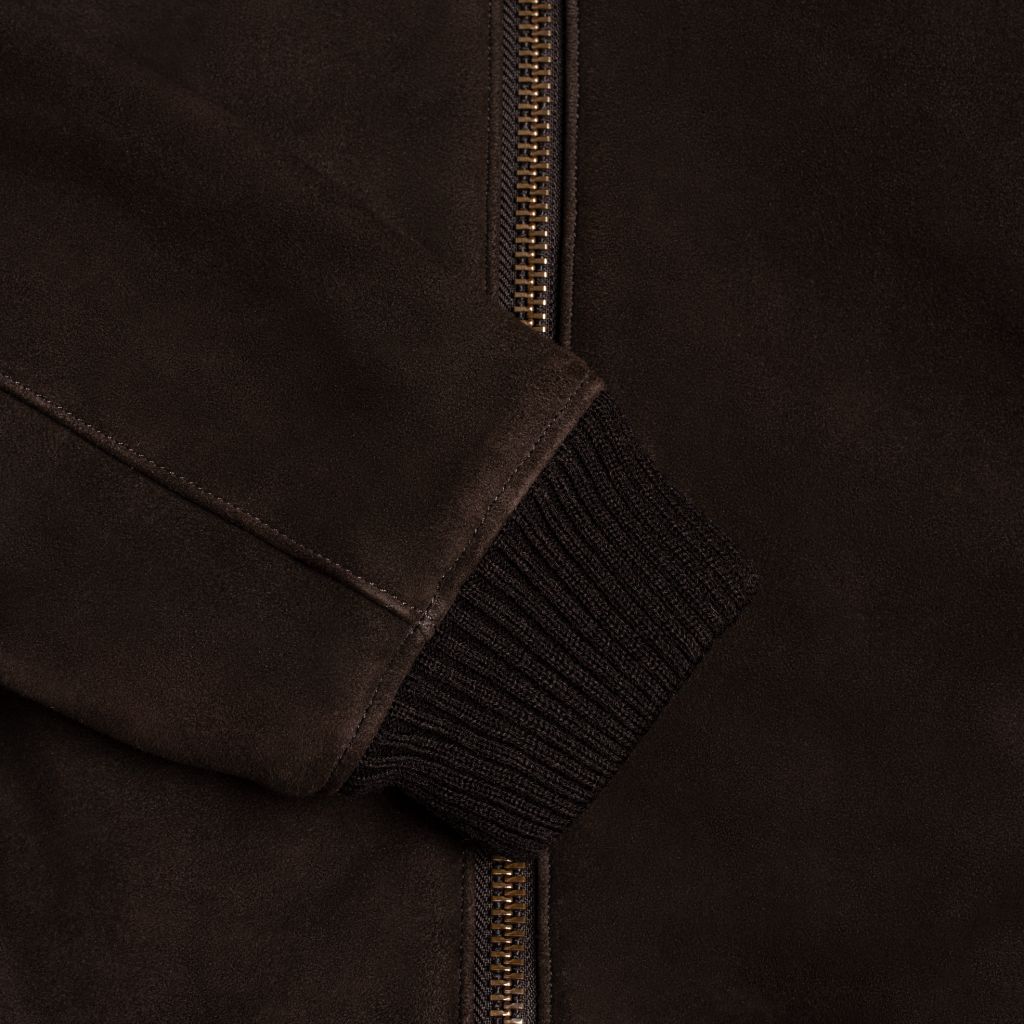 Men's Bomber Jacket In Brown 'Espresso' Oil Snuff Suede - Thursday