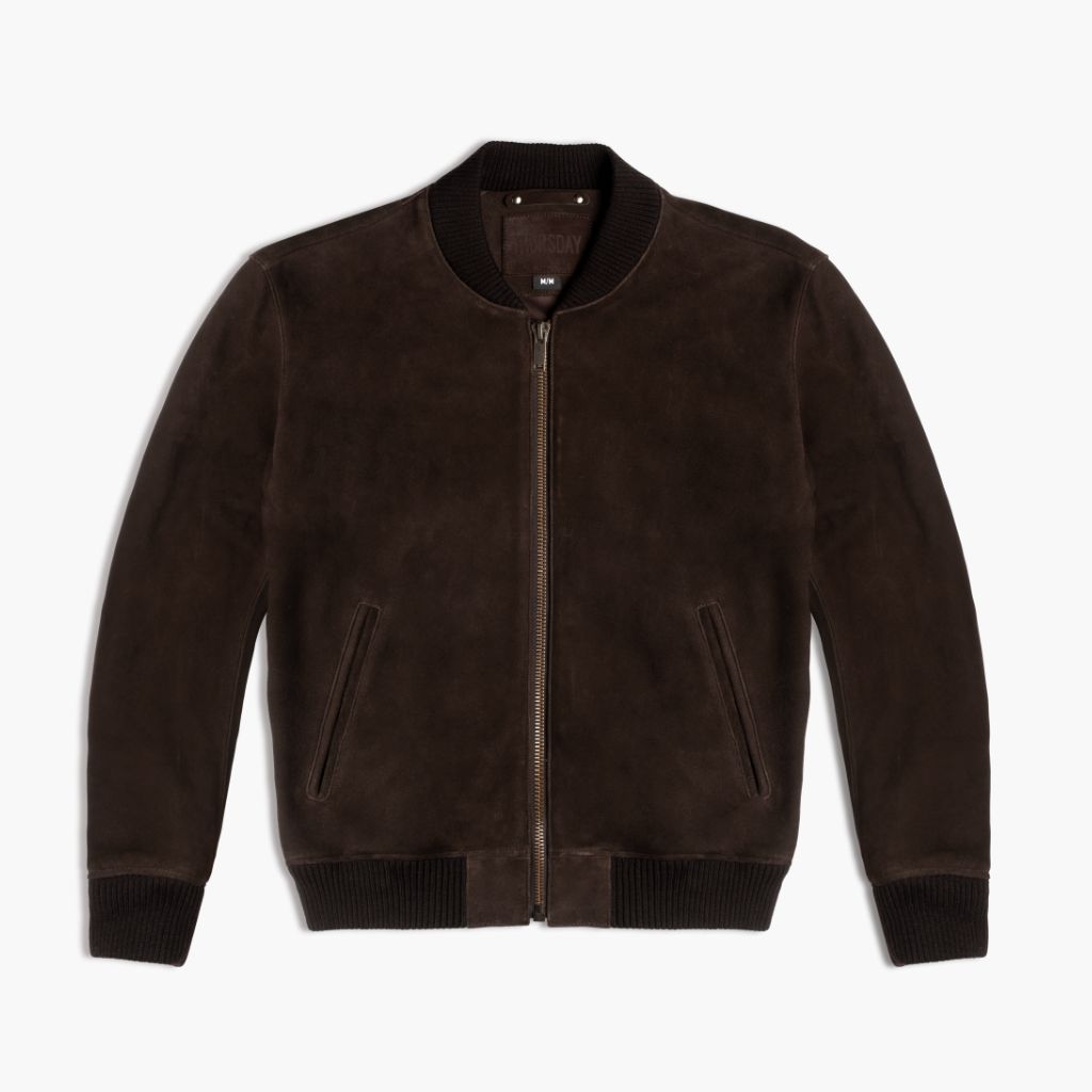tobacco suede bomber jacket Hunter XL 1 jacket design from the 1950s Suede Zip Jacket - Tobacco