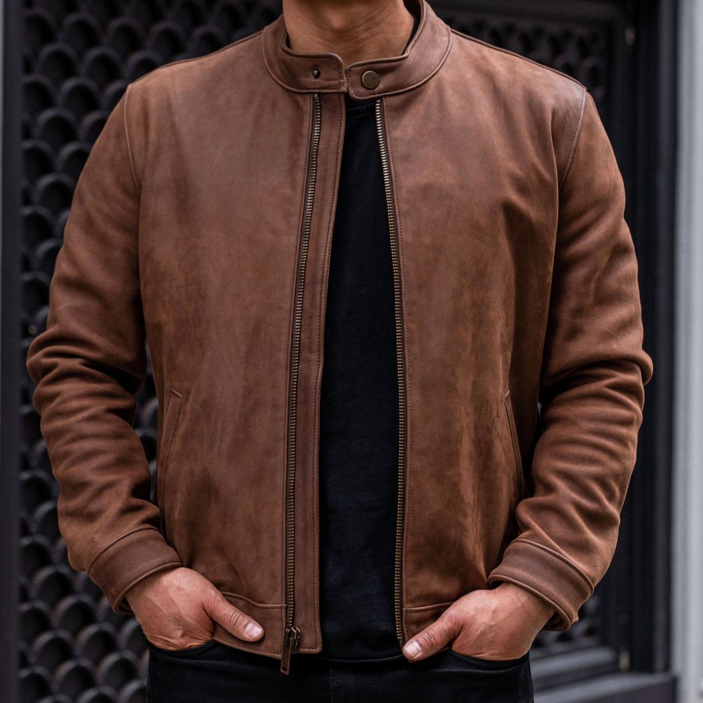 Men's Racer Jacket In Arizona Adobe Leather - Thursday