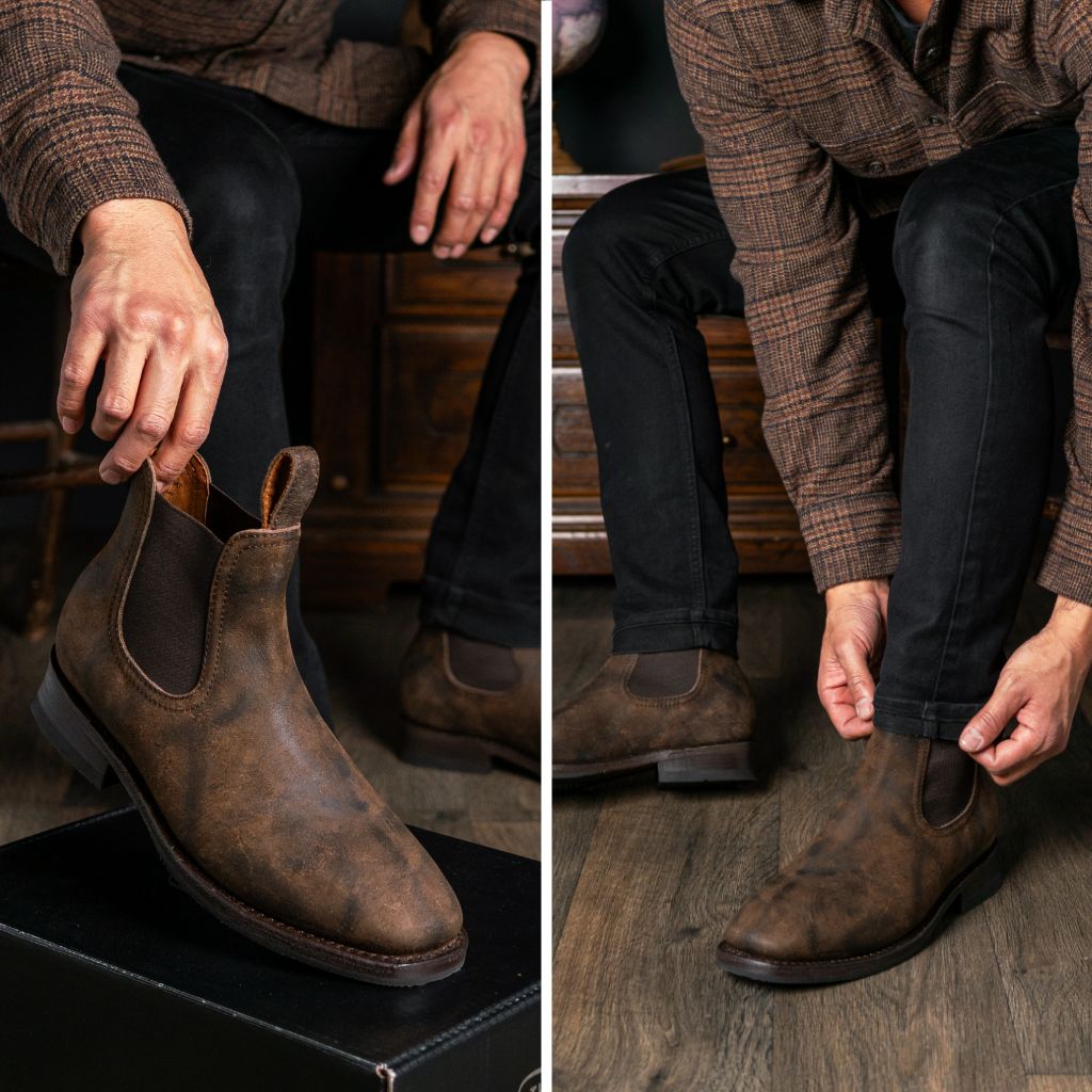 Men's Journeyman Boot In Brown Stone Rambler Leather - Thursday
