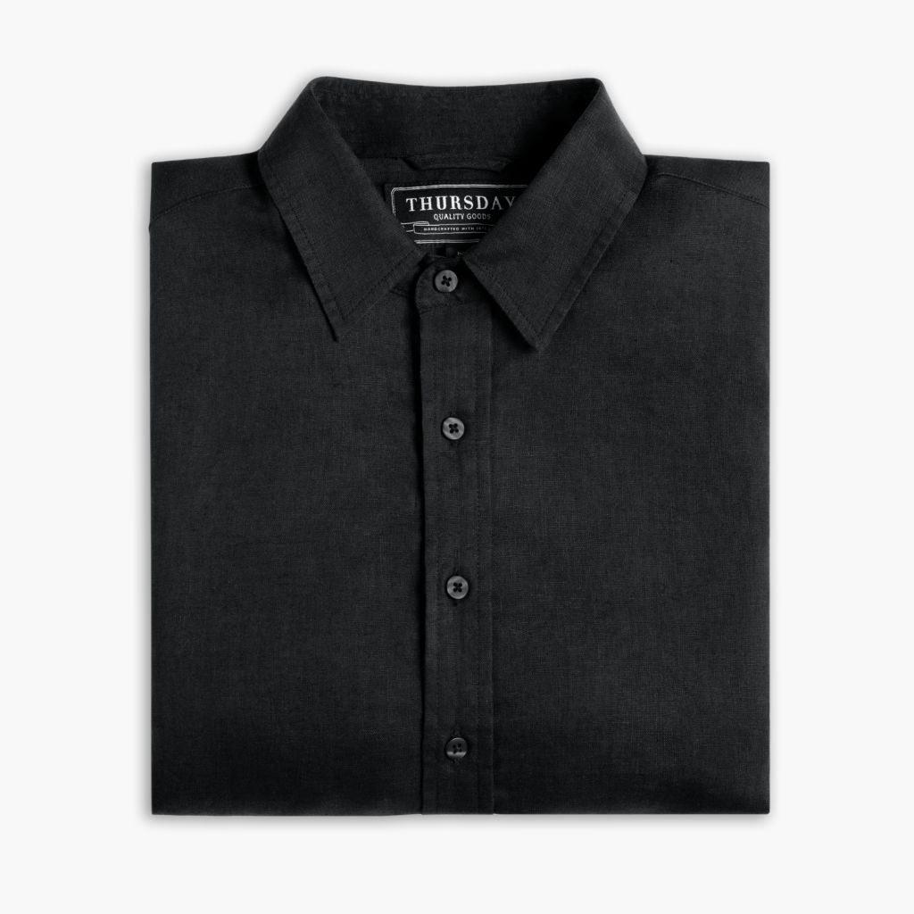 Thursday Boot Company Men's Black Linen Linen Shirt Size M