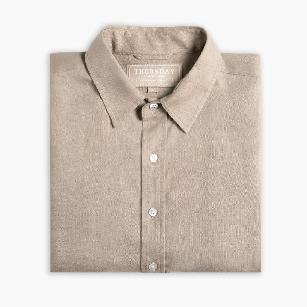 【cloud nine pure】 linen 100%  one-piece Men's Lightweight 100% Linen Shirt In Taupe - Thursday