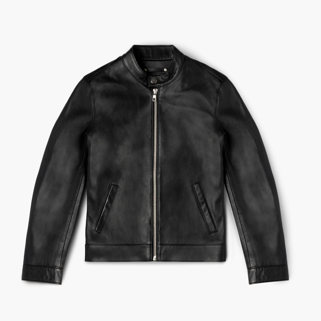 Men's Racer Jacket In Black Leather - Thursday Boot Company