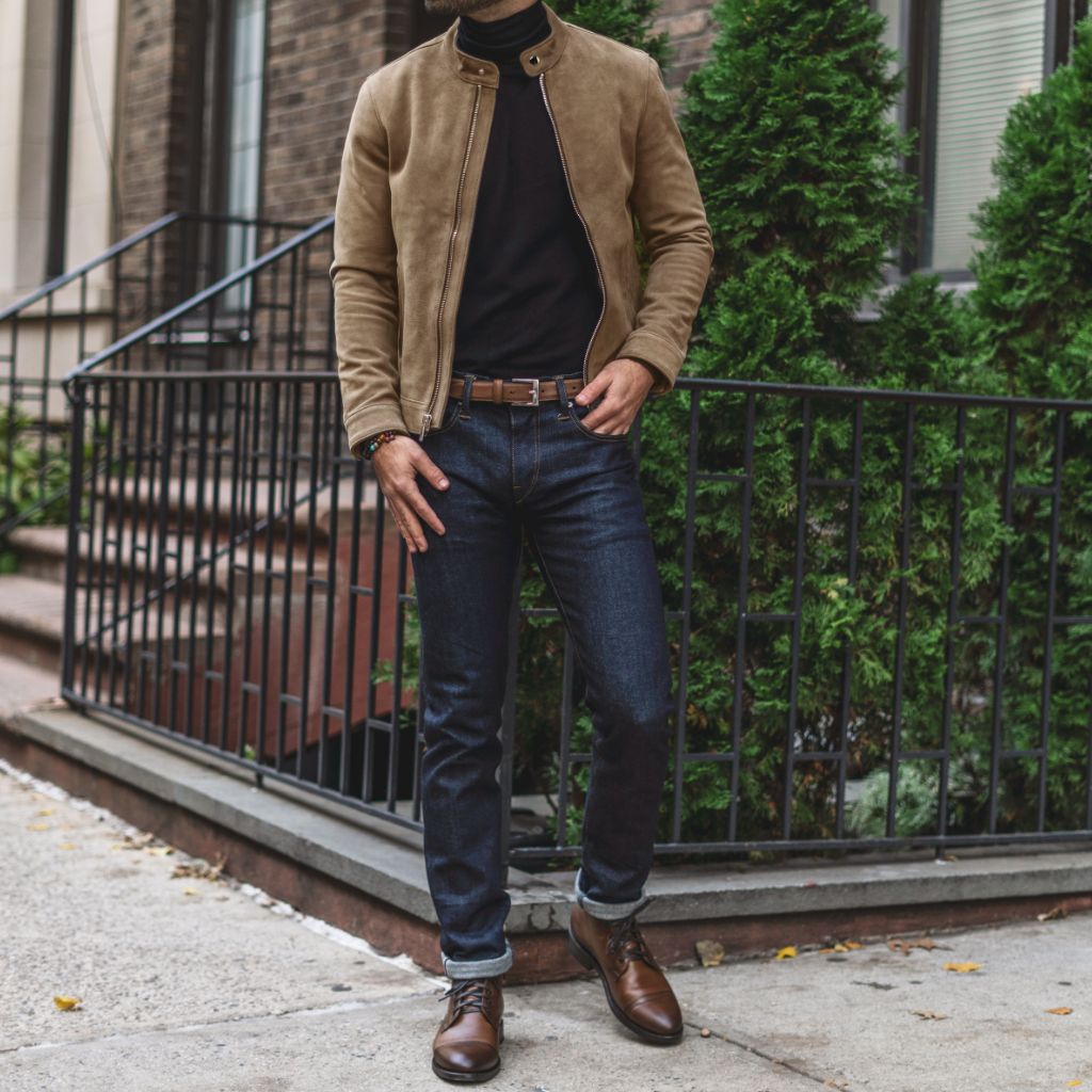 Men's Racer Jacket In Taupe Suede Thursday Boot Company