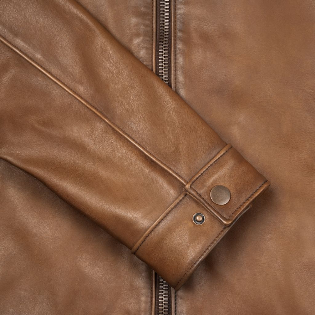 Men's Roadster Jacket In Tan 'Walnut' Leather - Thursday Boot Company