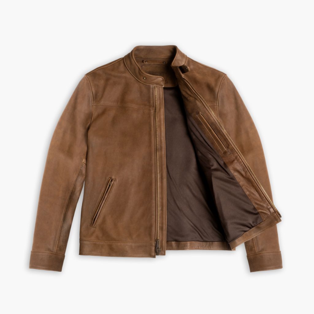 Men's Roadster Jacket In Burnt Copper Leather - Thursday Boot Company